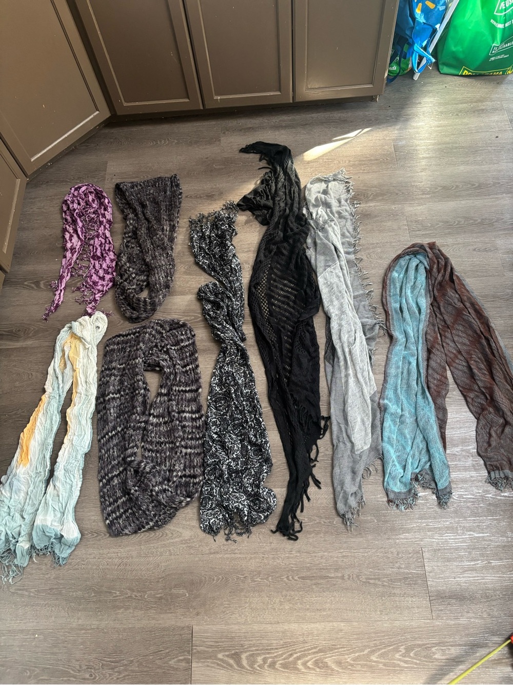 Bundle - Assorted Lightweight Fashion Scarves - Black, Gray, Blue & More Scarf